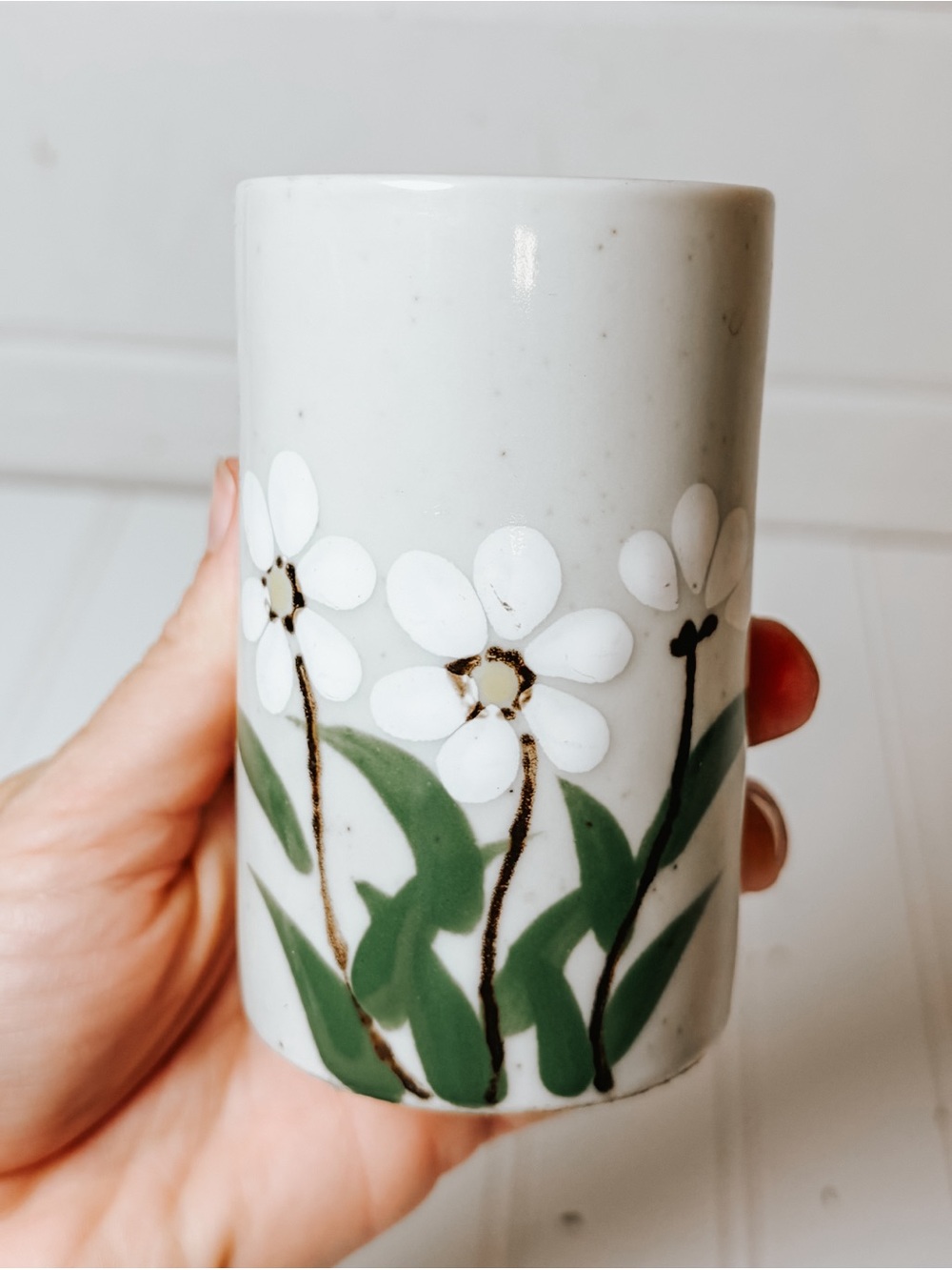 Vintage Otagiri Daisy Floral Japanese Cup Vase